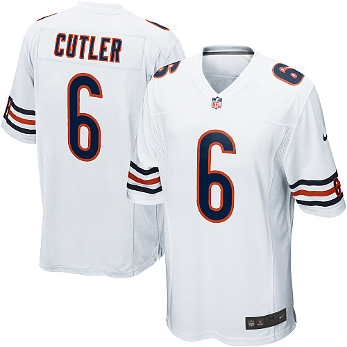 Men's Game Jay Cutler Nike Jersey White Road - #6 NFL Chicago Bears